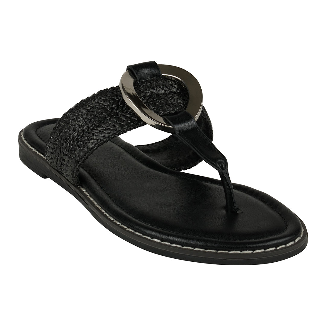 Jovie Black Flat Ring Sandals