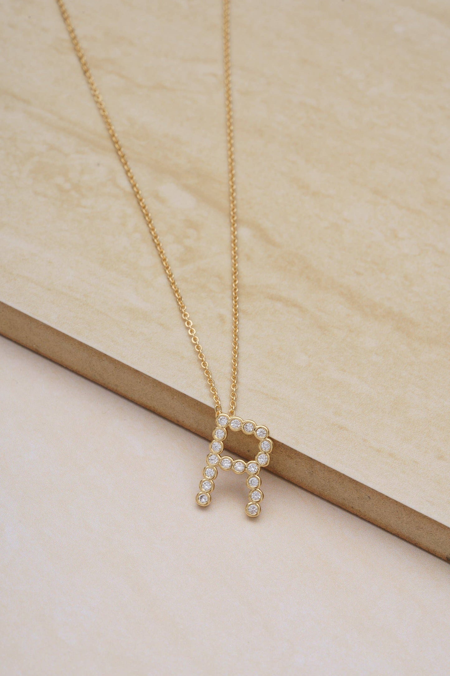 Ettika - Simple Crystal Initial 18k Gold Plated Necklace