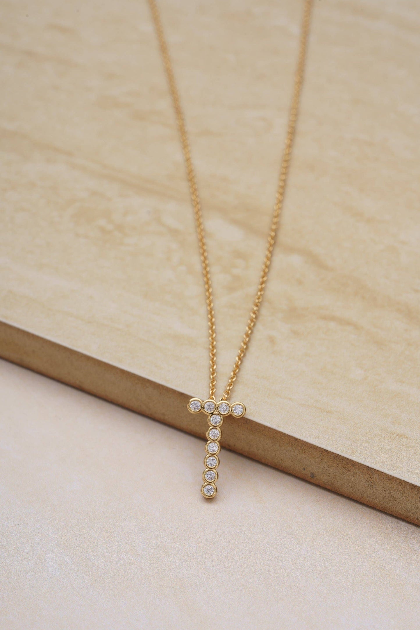 Ettika - Simple Crystal Initial 18k Gold Plated Necklace