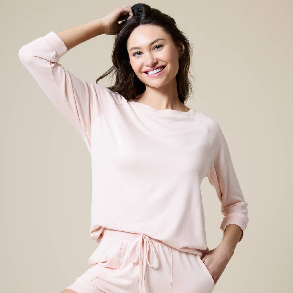 Dream 3/4 Sleeve Boat Neck Top and Short Set Lounge Set