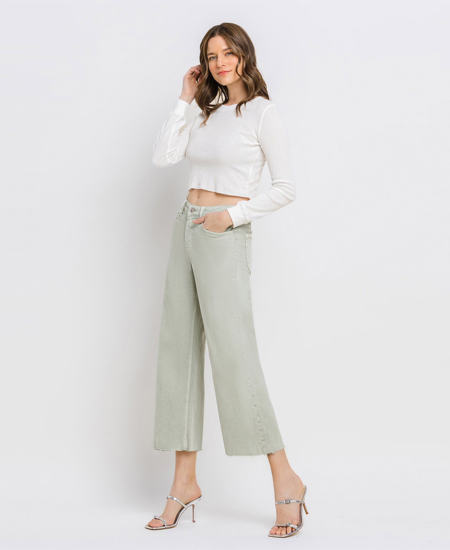 High Rise Crop Wide Leg Jeans