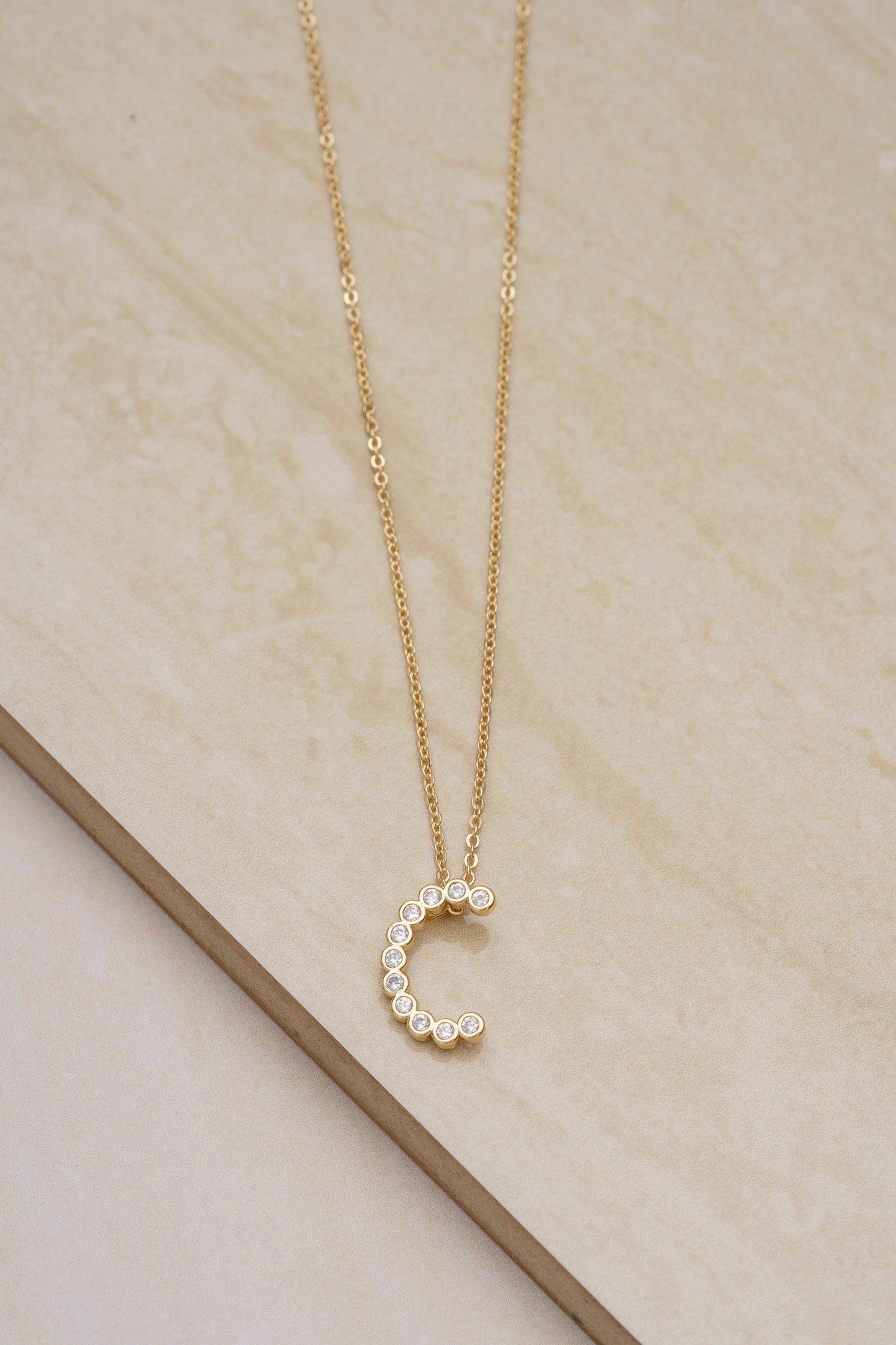 Ettika - Simple Crystal Initial 18k Gold Plated Necklace