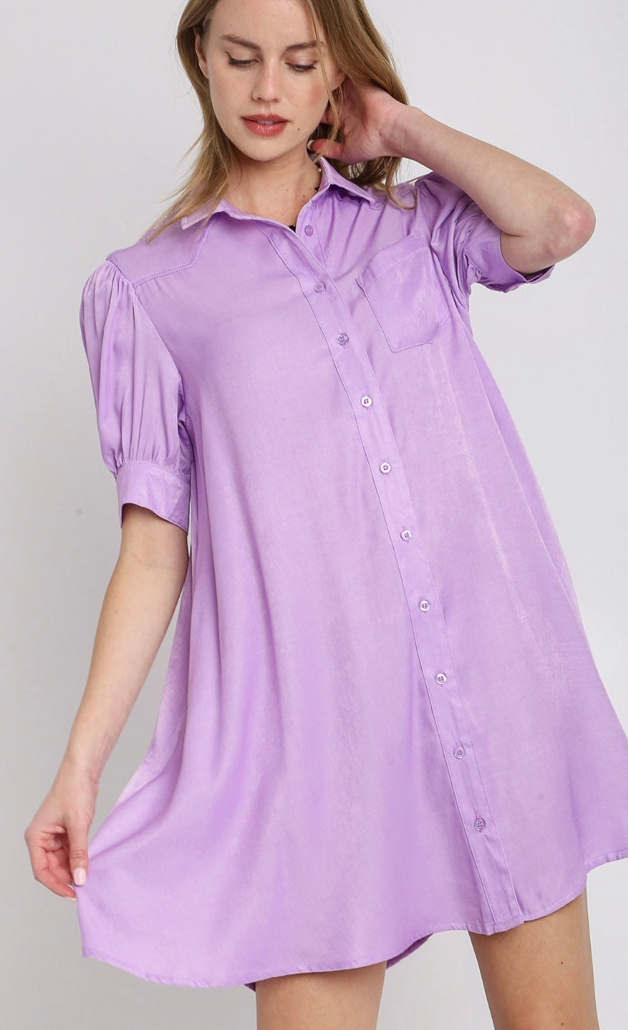 Tencel Collared Button Down Shirt Dress