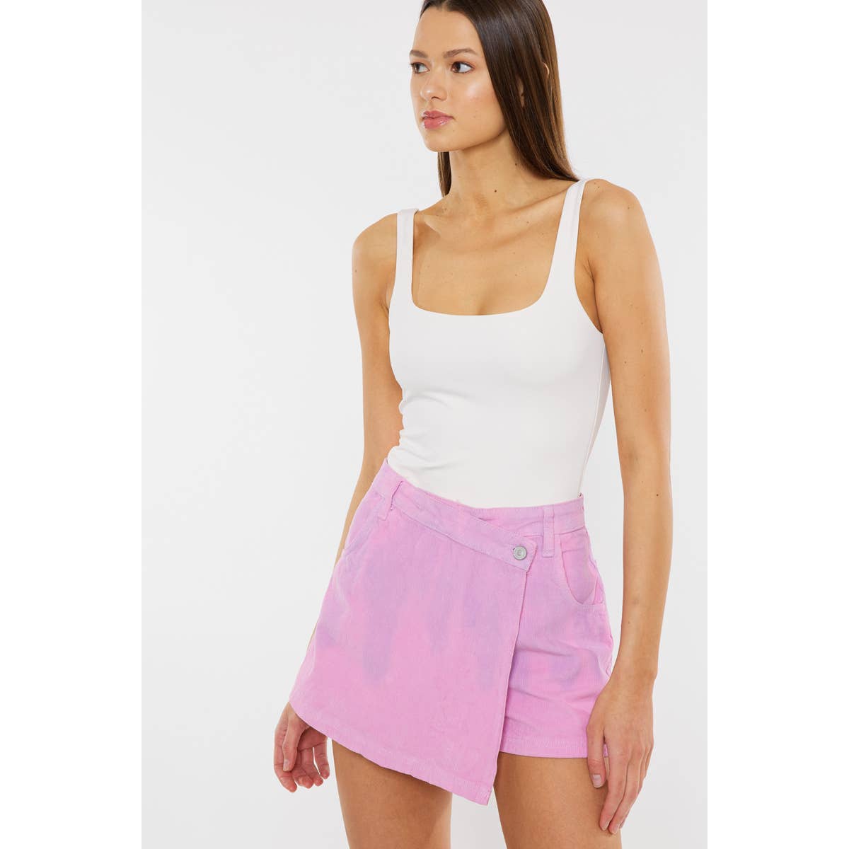 High Rise Skort Rigid Crossover Zip Fly