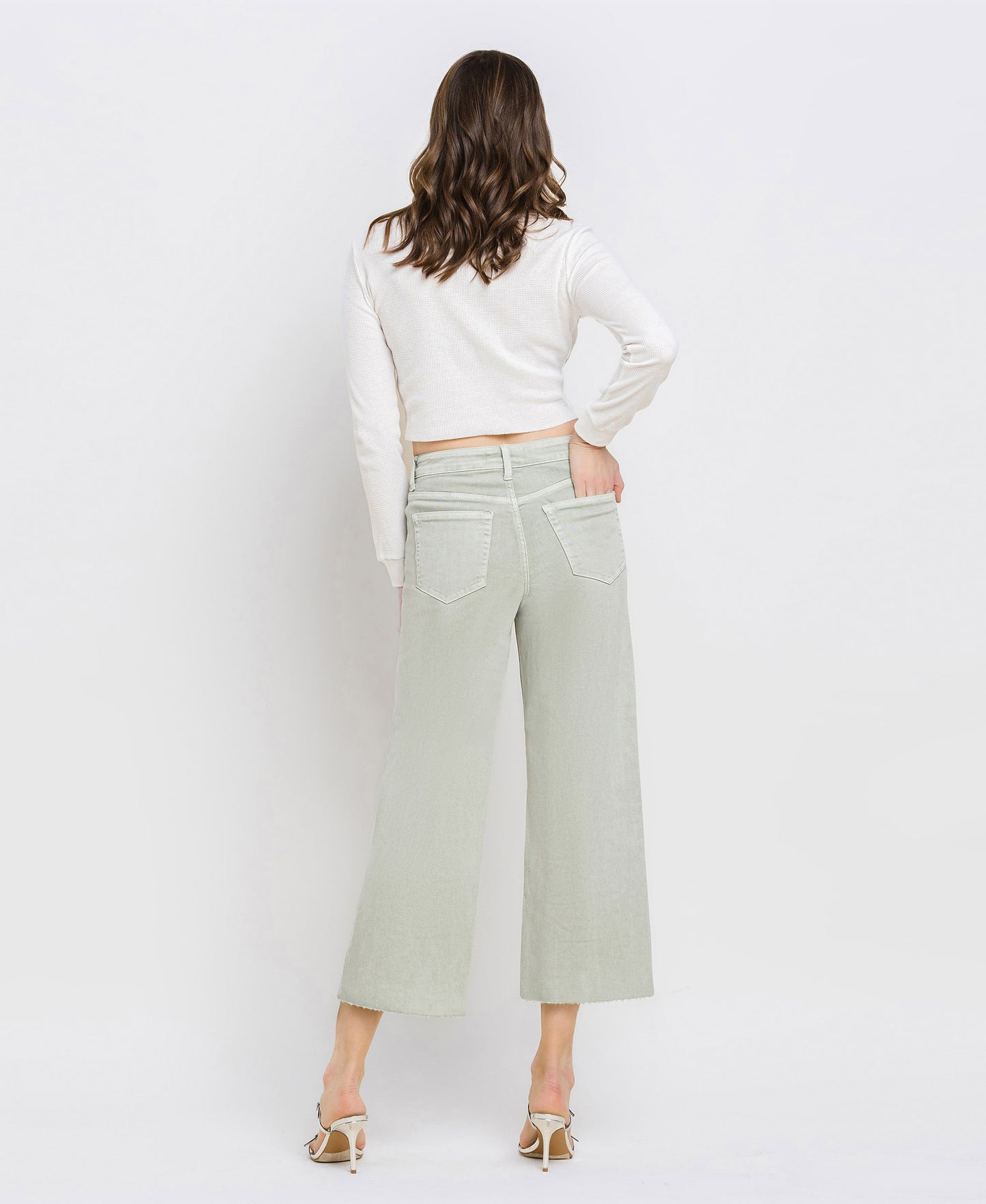 High Rise Crop Wide Leg Jeans