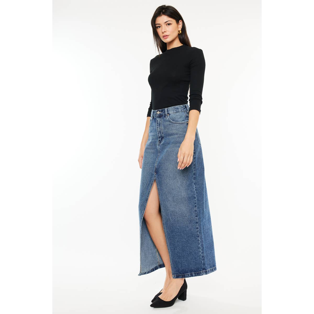 Denim MAXI Skirt Medium Wash