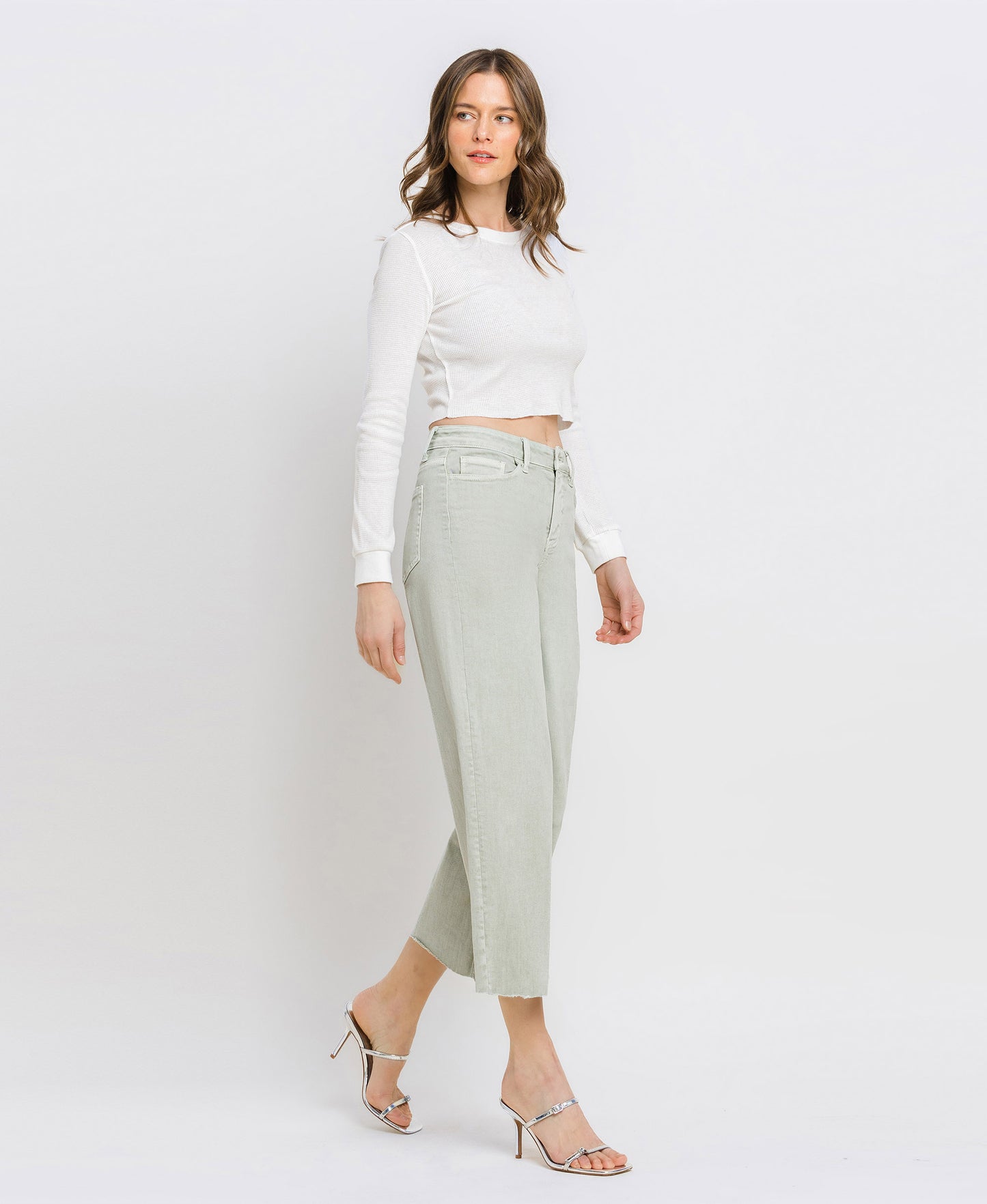 High Rise Crop Wide Leg Jeans