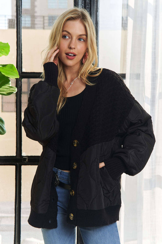 Button Down Quilted Cardigan