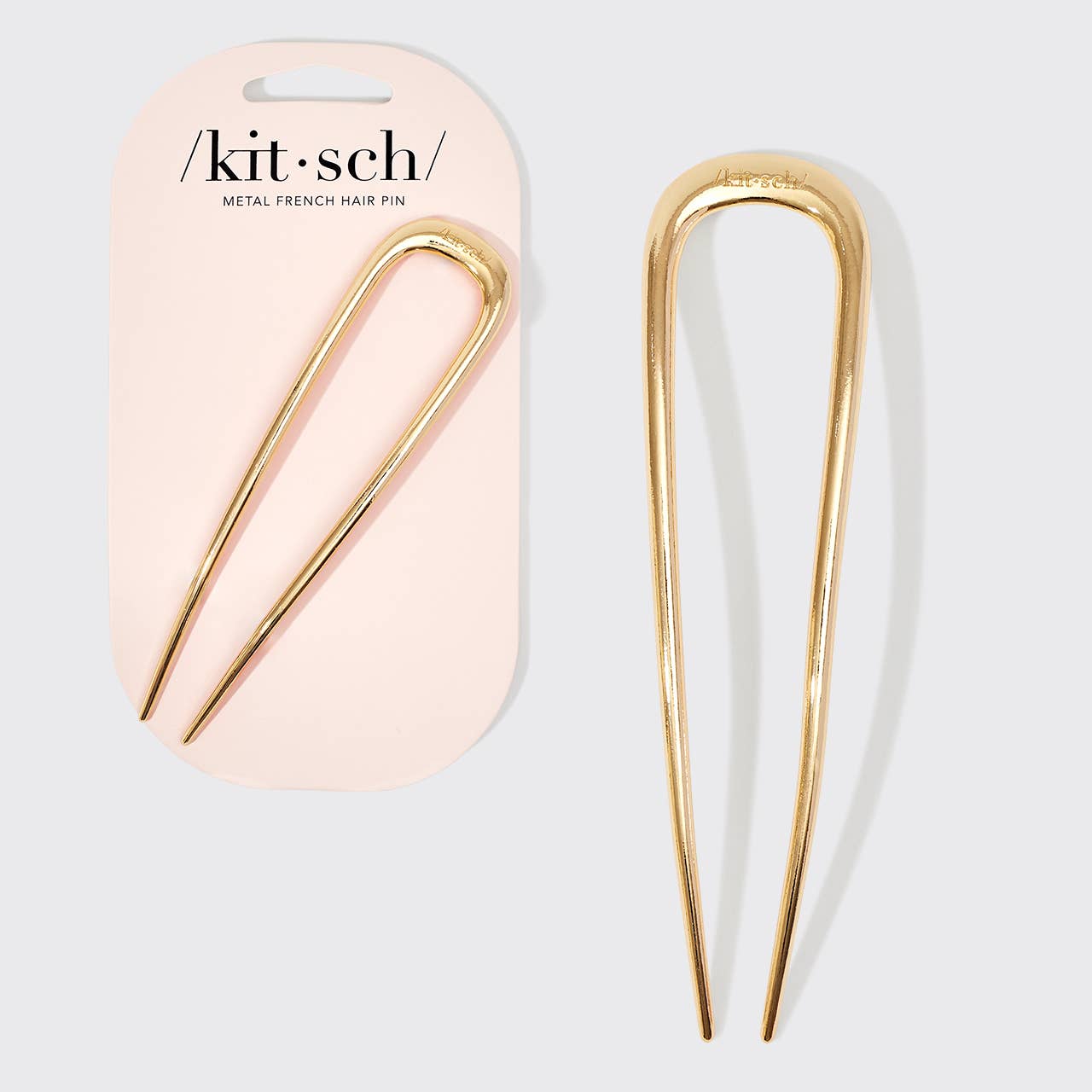 Kitsch Metal French Hair Pin 1pc- Gold