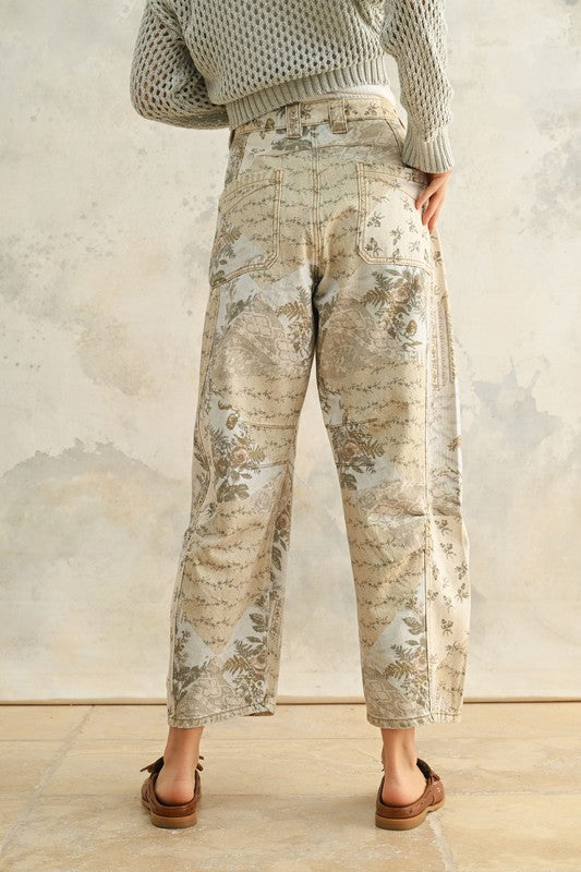 Multi Printed Barrel Pants