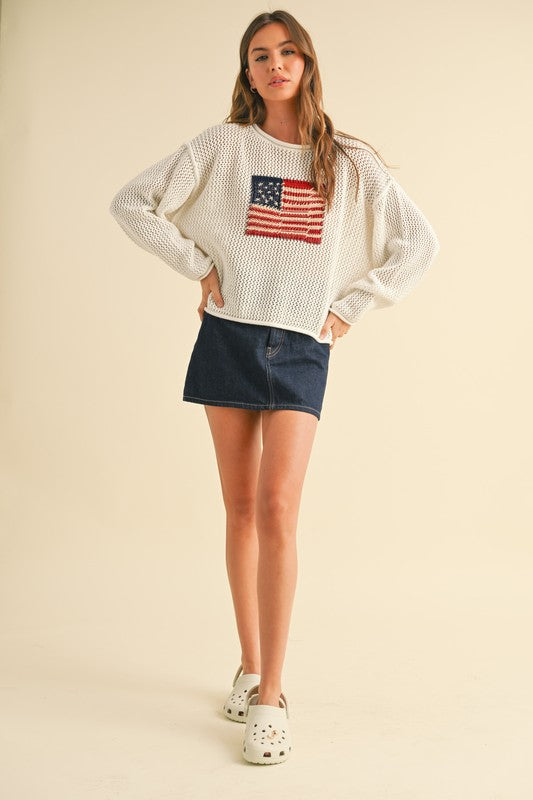 Flag Knitted Sweater Top