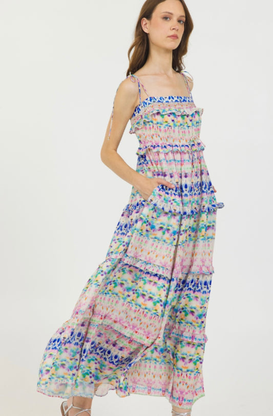 Tie Shoulder Long Dress