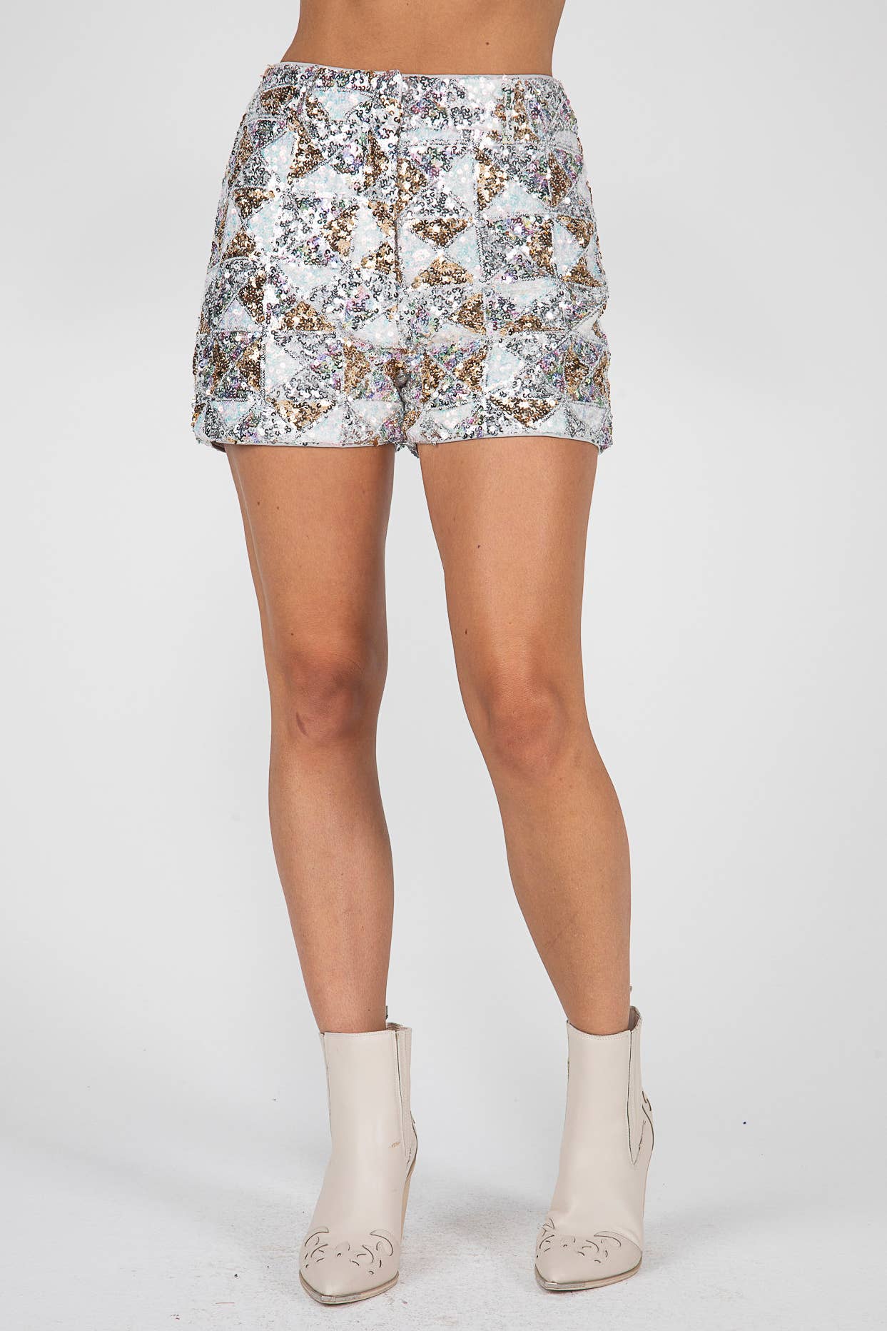 Sequin Shorts With 3" Inseam Zip Closure