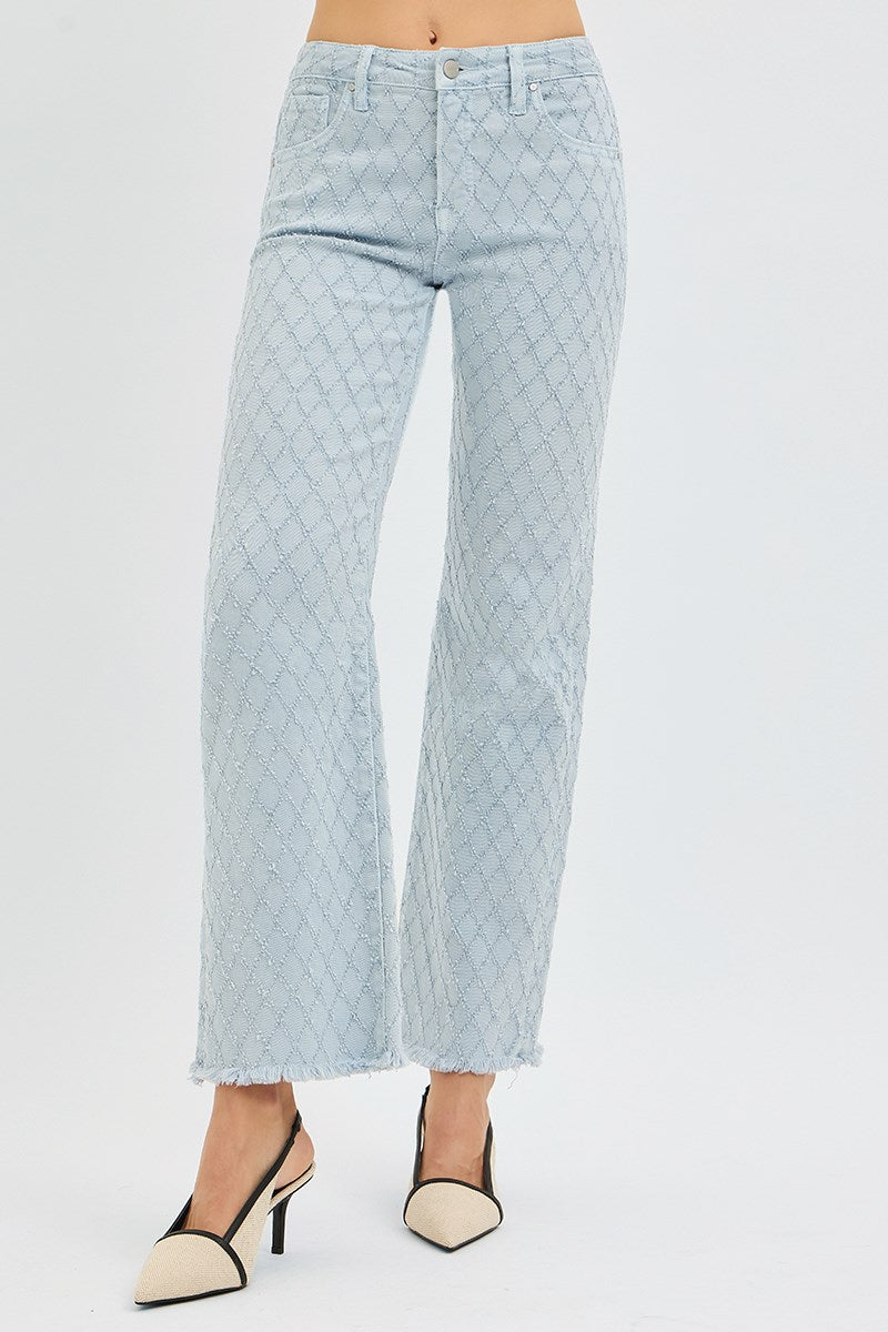 High Rise Ankle Straight Textured Jeans
