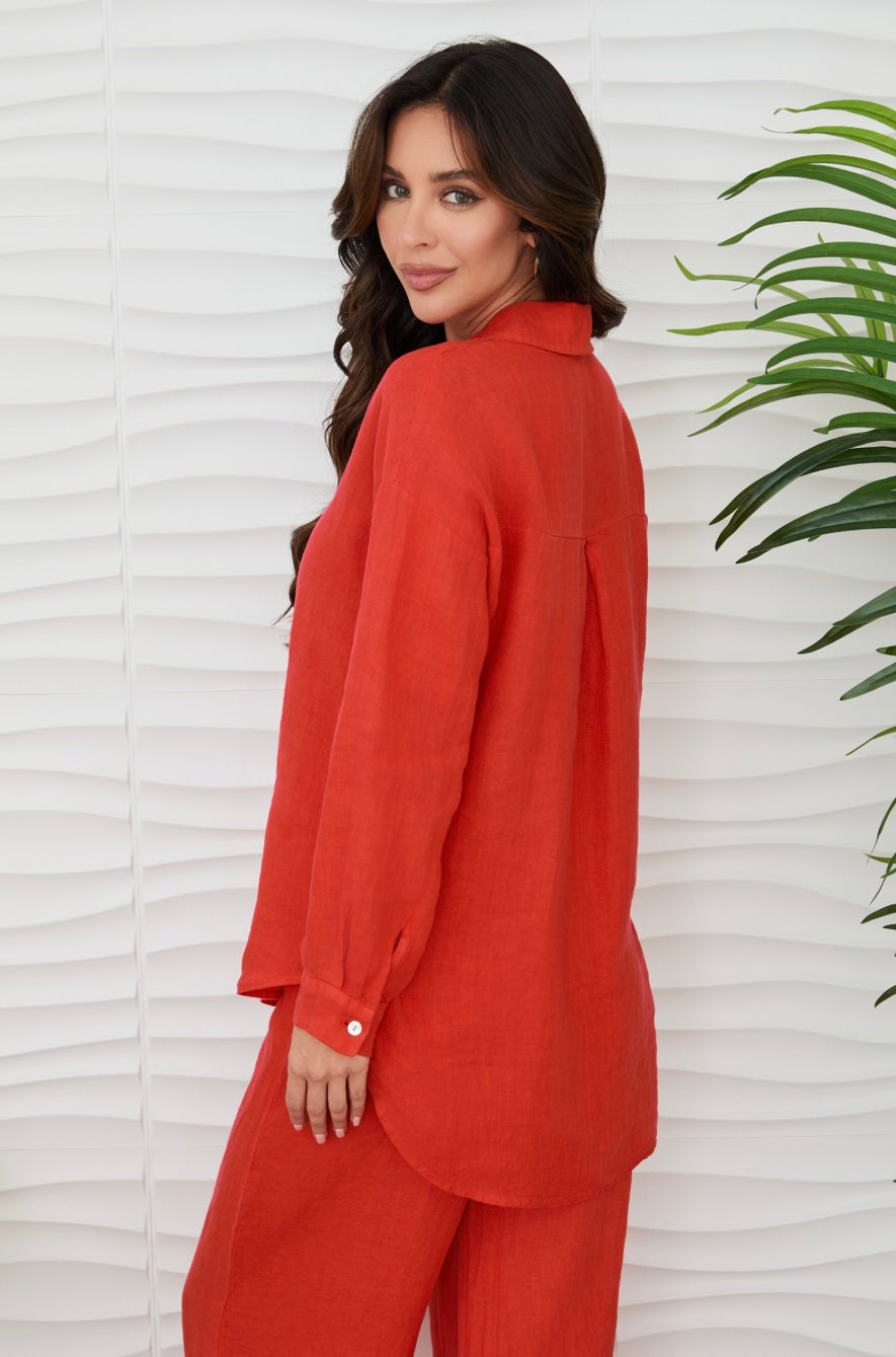 Linen Hi-Lo Long Sleeve