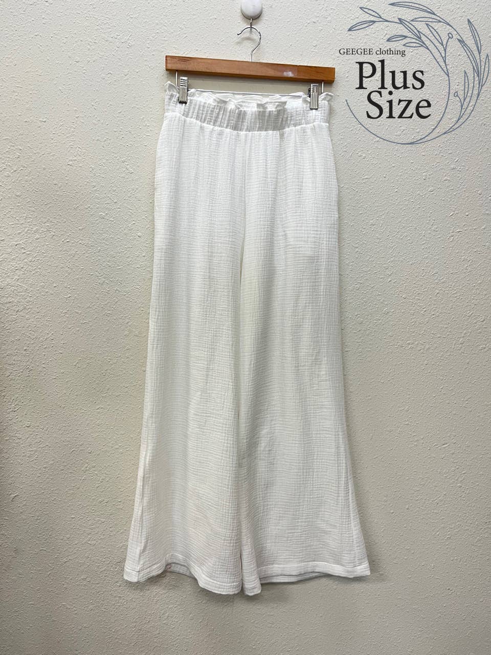 Extended Size Waisted Gauze Pants