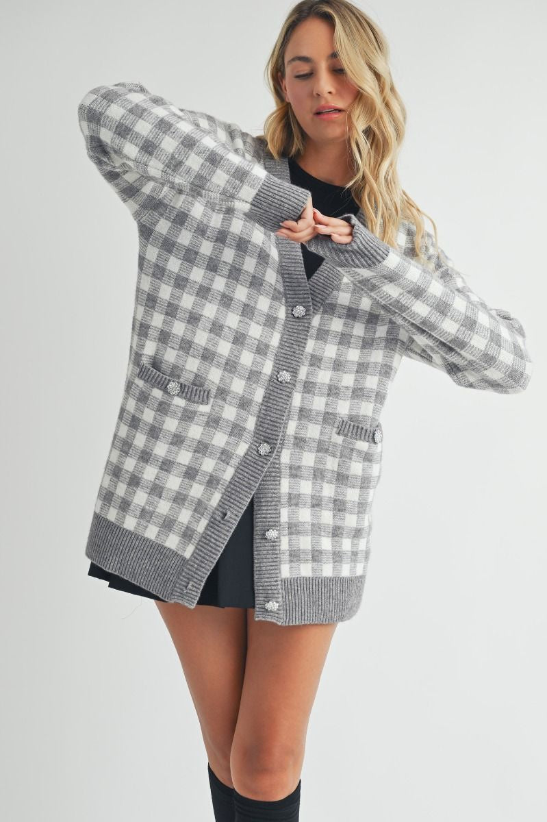 Plaid Sweater Cardigan