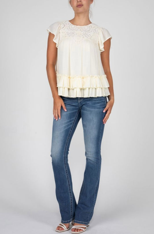 Ruffled Sleeve Layered Top