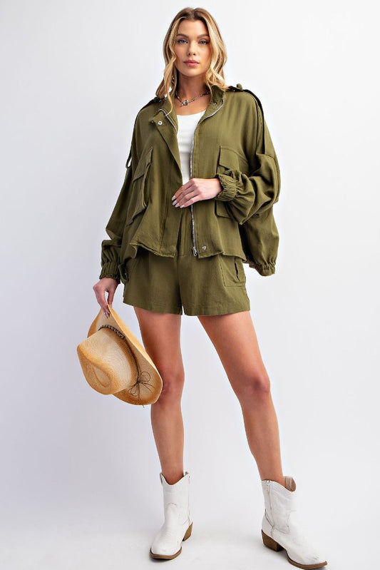 Soft Washed Zip Up Front Jacket