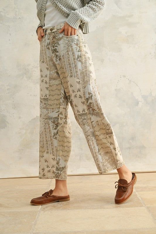 Multi Printed Barrel Pants