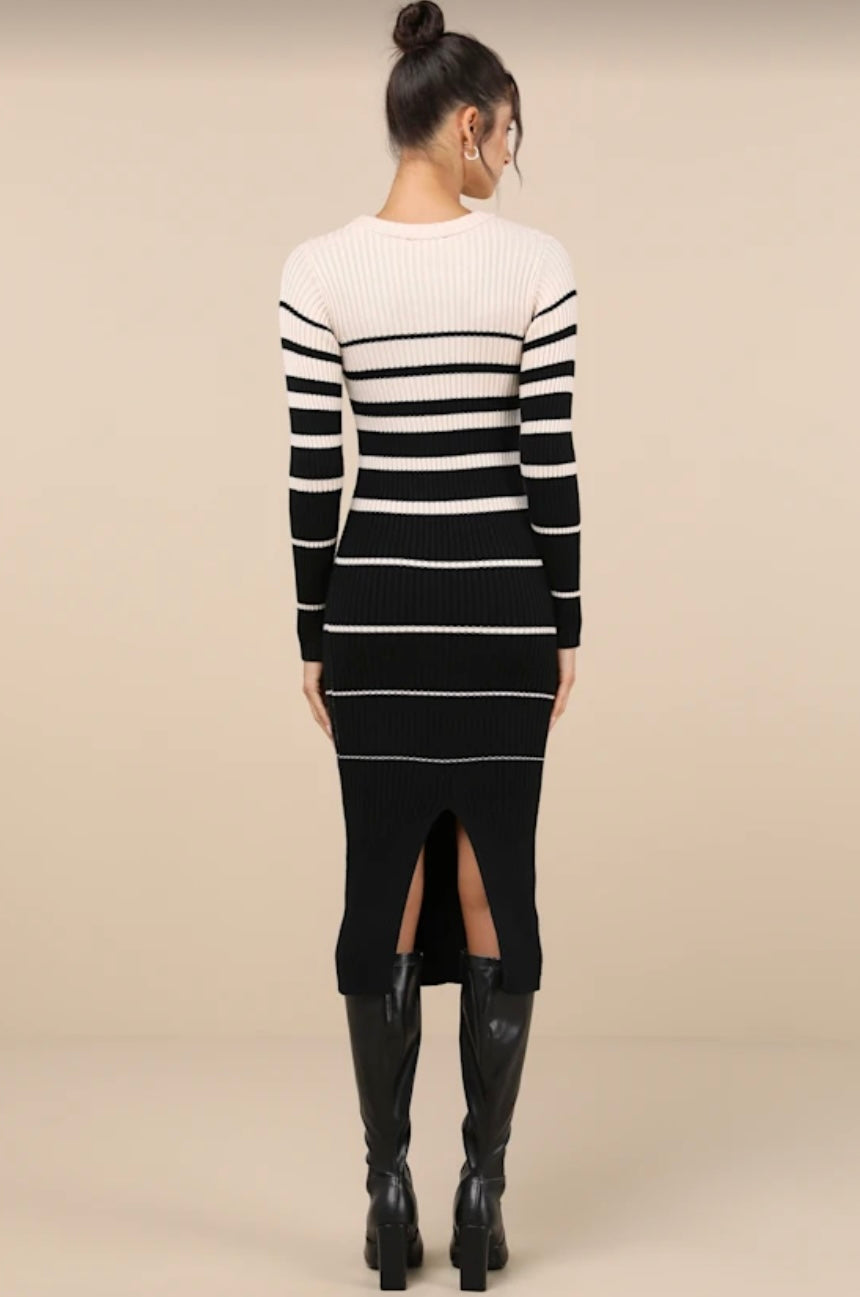 Striped Midi Sweater Dress