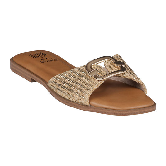 Davina Gold Flat Sandals