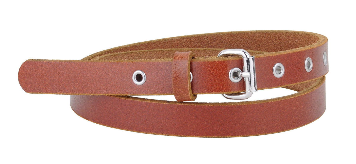 Classic Skinny Grommet Leather Belt