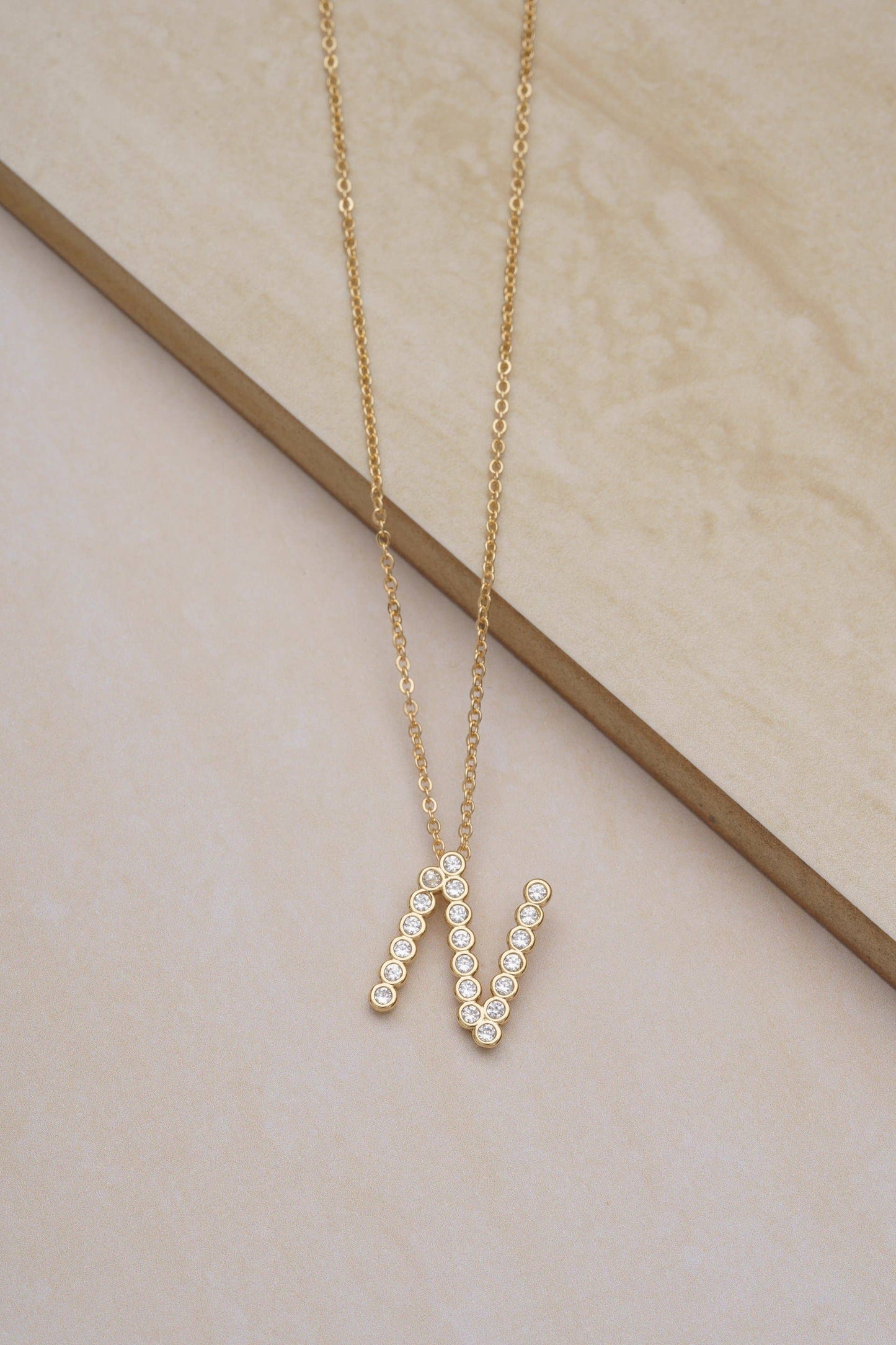 Ettika - Simple Crystal Initial 18k Gold Plated Necklace