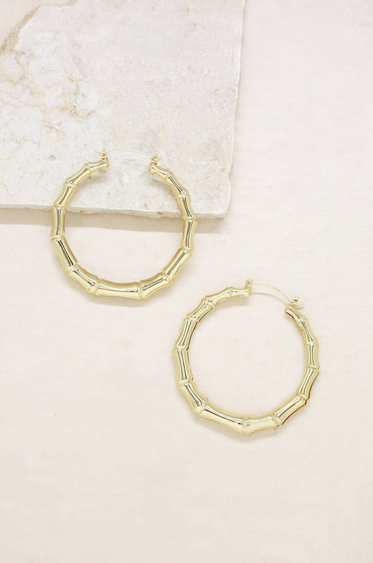 Ettika - Bamboo 18kt Gold Plated Hoop Earrings