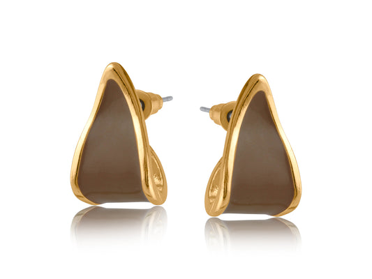 Beige Sakura Two Tone Enamel Earrings