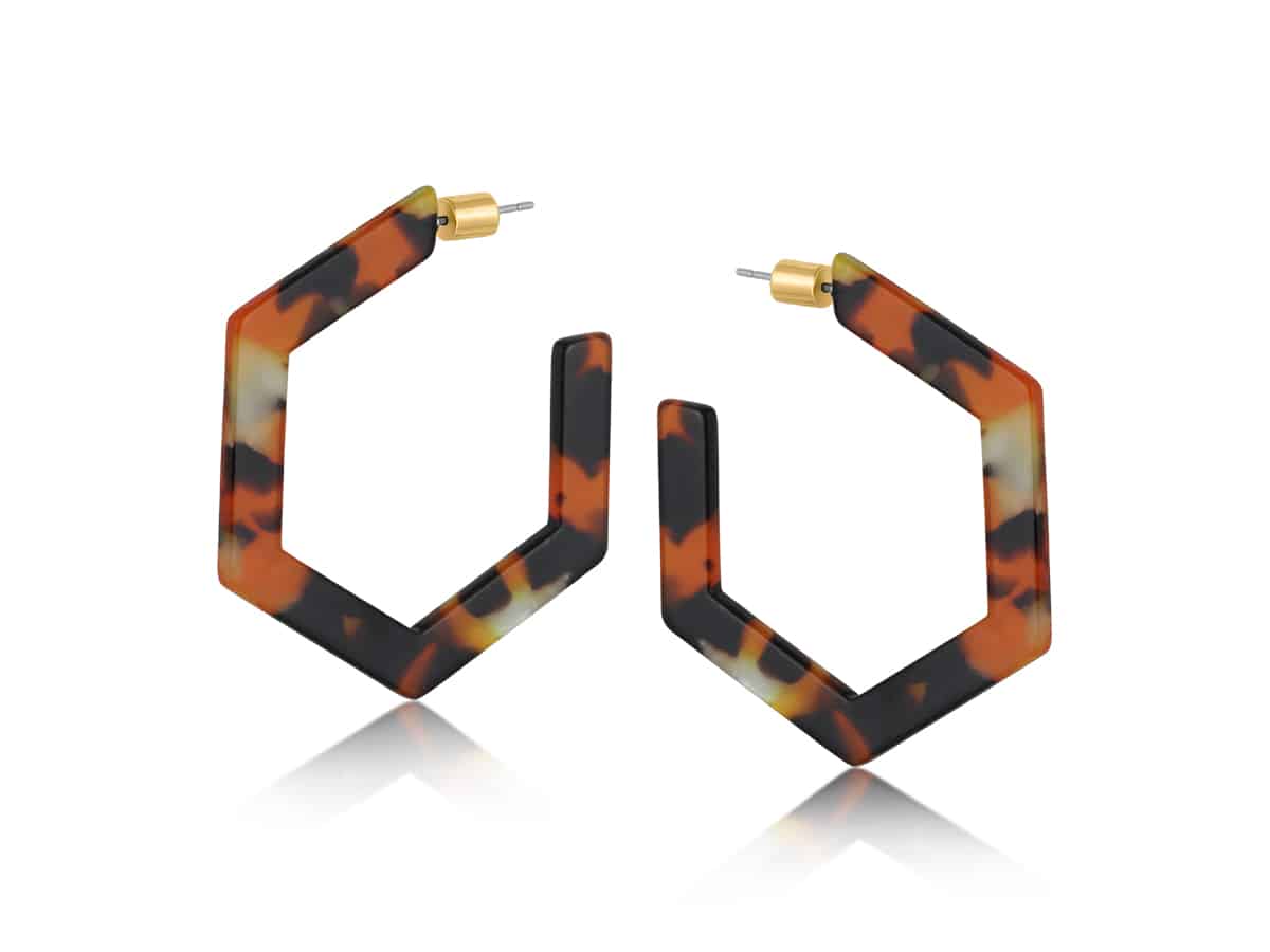 Hortense Resin Hexagon Statement Hoop Earrings