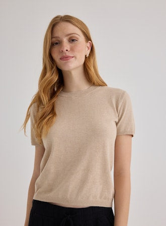 Short Sleeve Crew Neck Knit Short Sleeve
