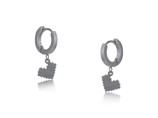 Silver Dara Pixel Heart Stainless Huggie Earrings