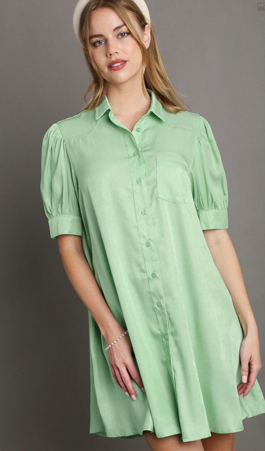 Tencel Collared Button Down Shirt Dress