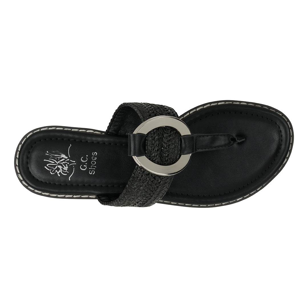 Jovie Black Flat Ring Sandals