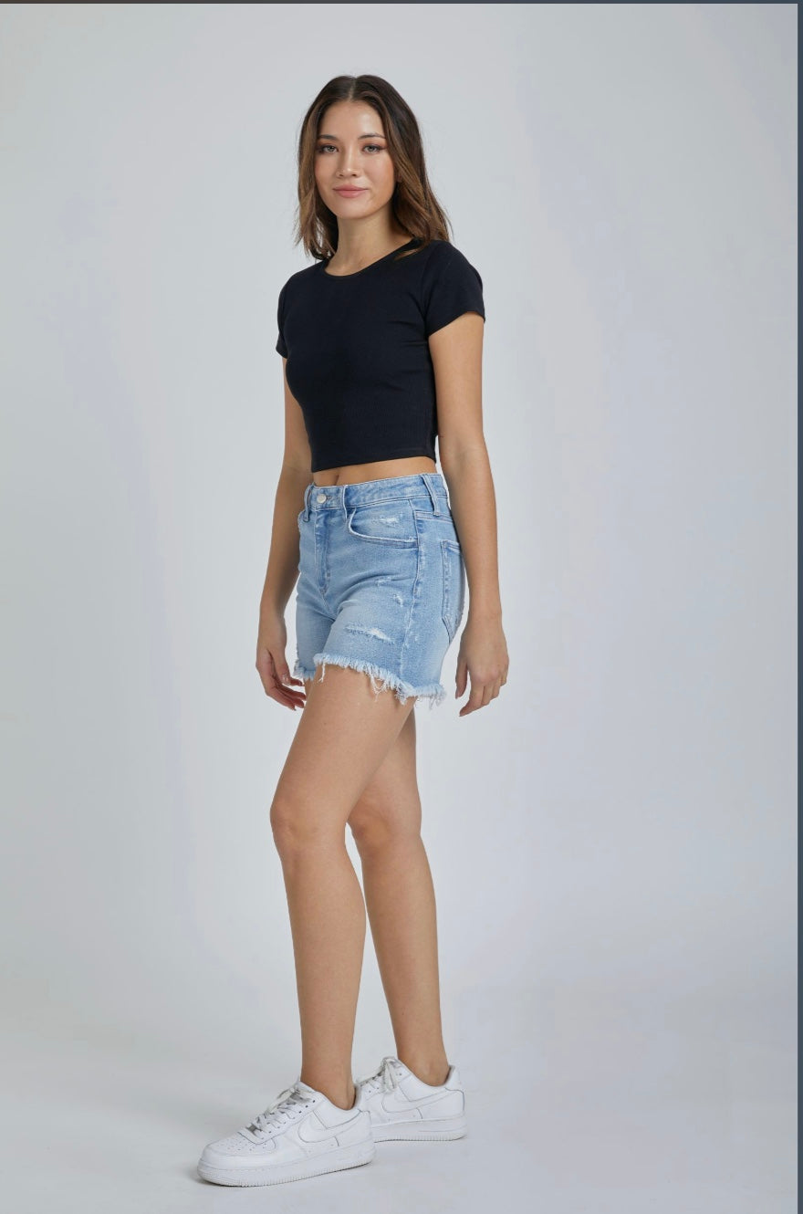 BF Shorts with Uneven Fray Hem