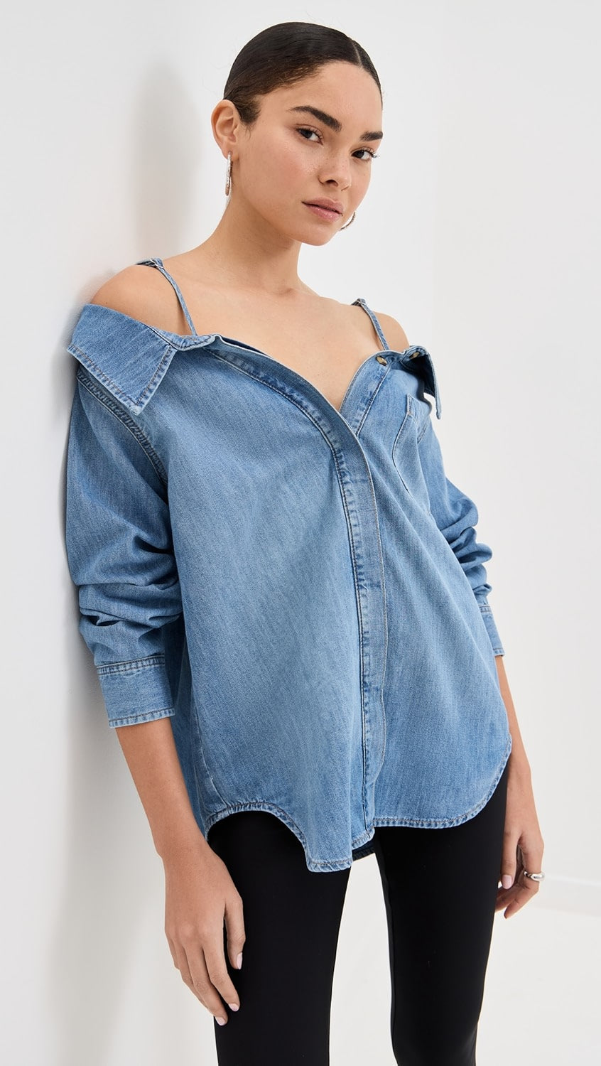 Denim Off Shoulder Shirt