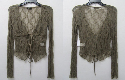 Long Sleeve Lace Top With Ties