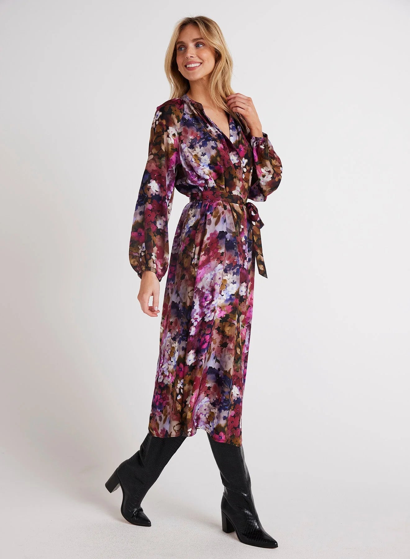 Long Sleeve Raglan Midi Dress