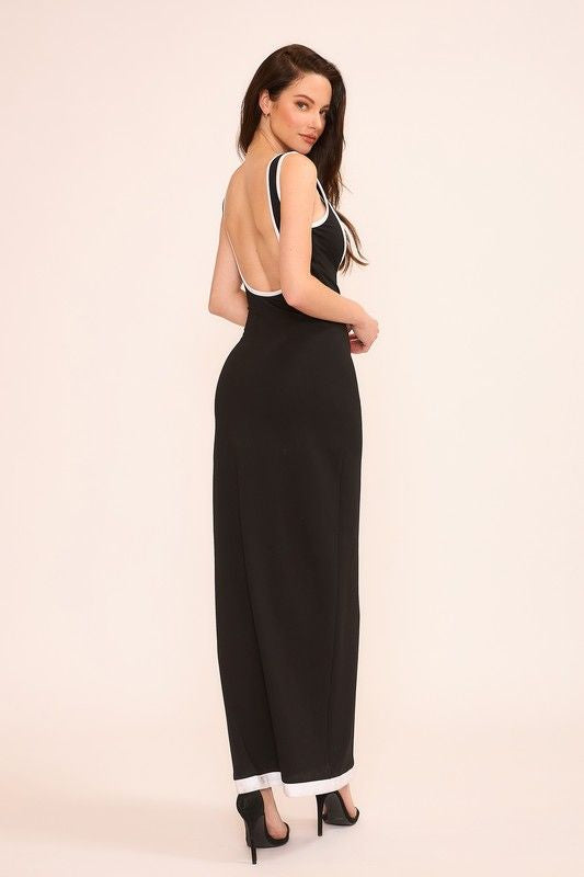 Sleeveless Contrast Color Maxi Dress