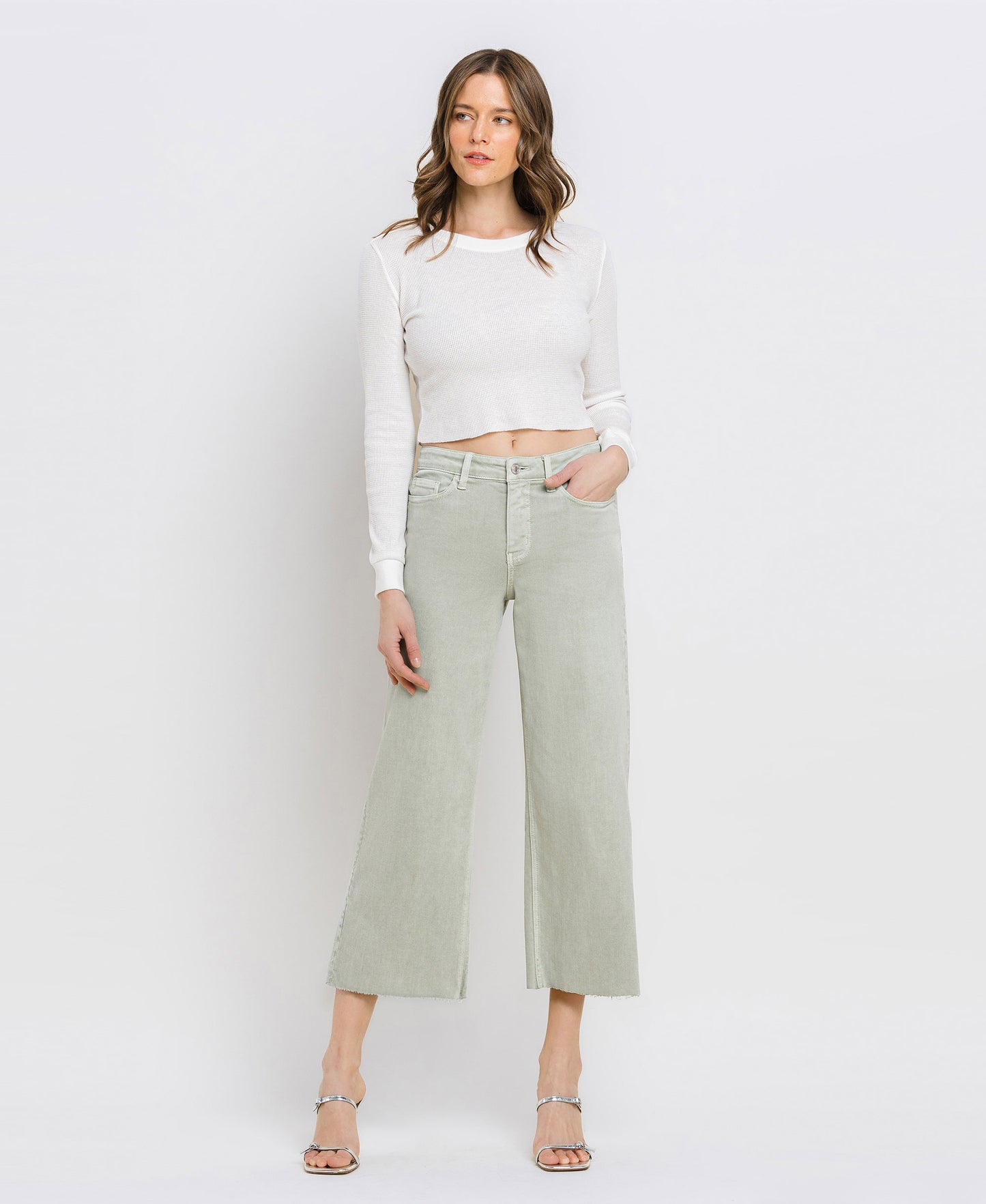 High Rise Crop Wide Leg Jeans