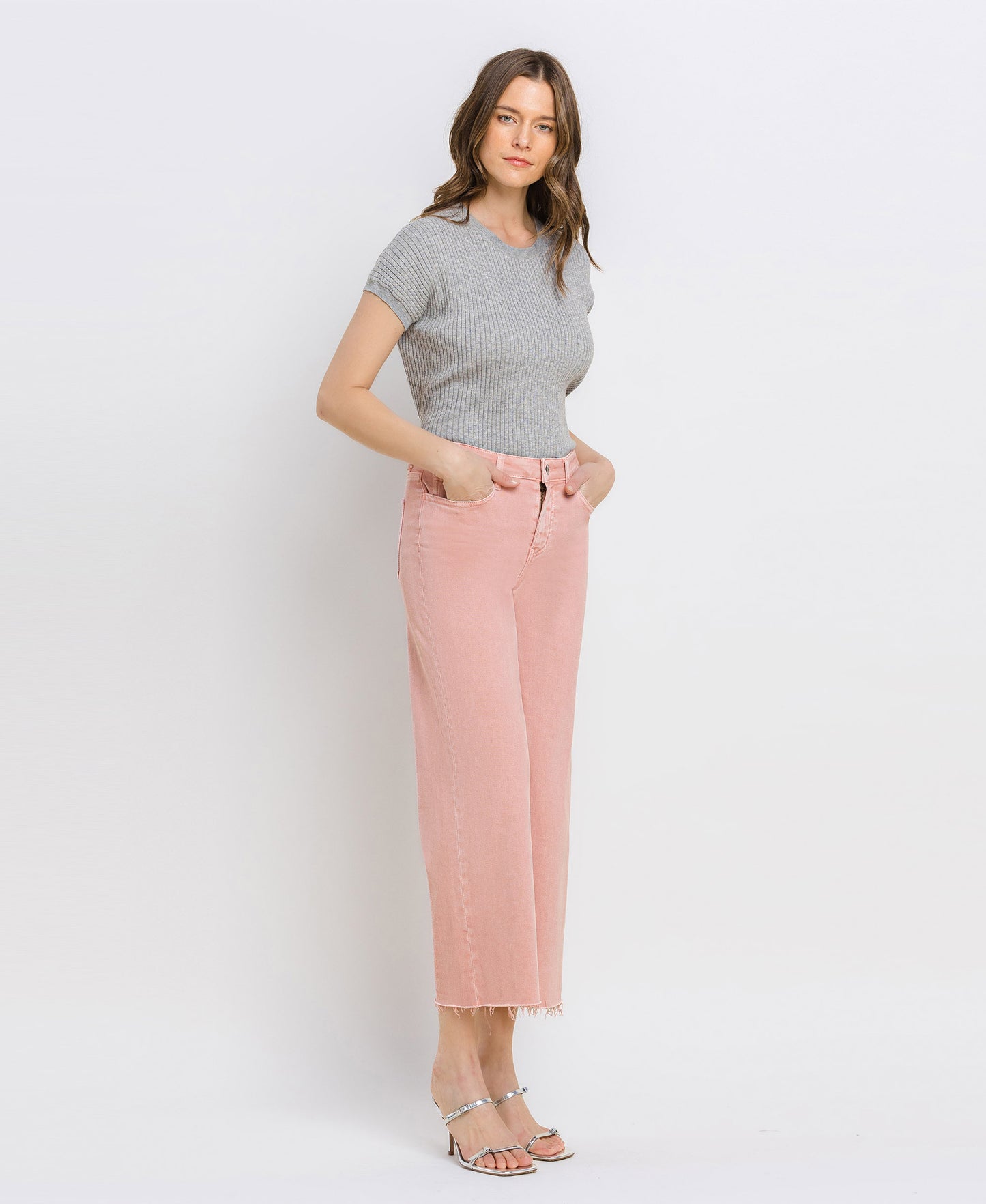 High Rise Crop Wide Leg Jeans