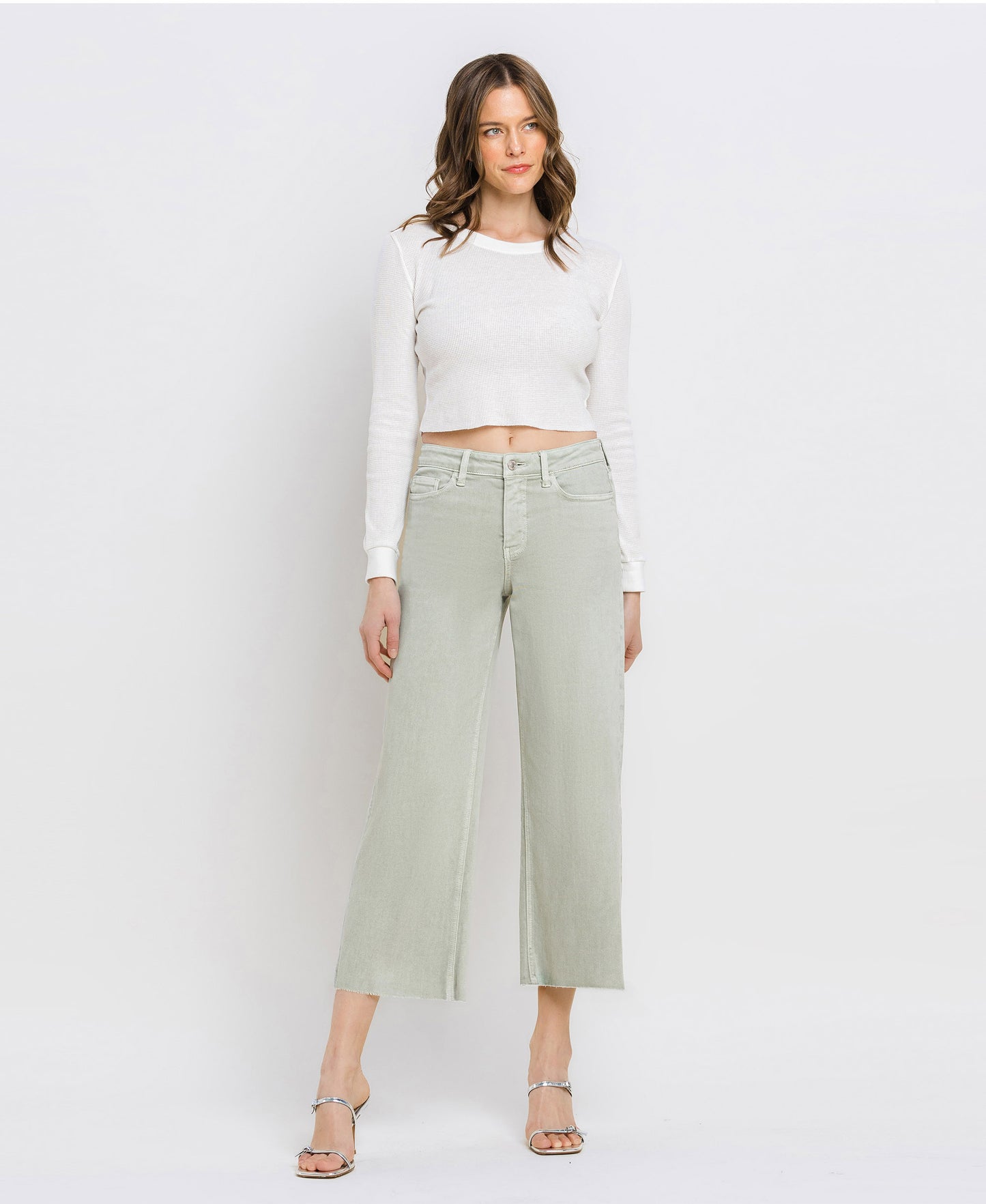 High Rise Crop Wide Leg Jeans