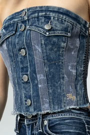 Denim Sleeveless Button Top With Pockets