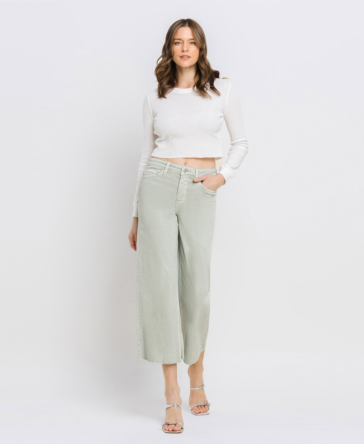 High Rise Crop Wide Leg Jeans