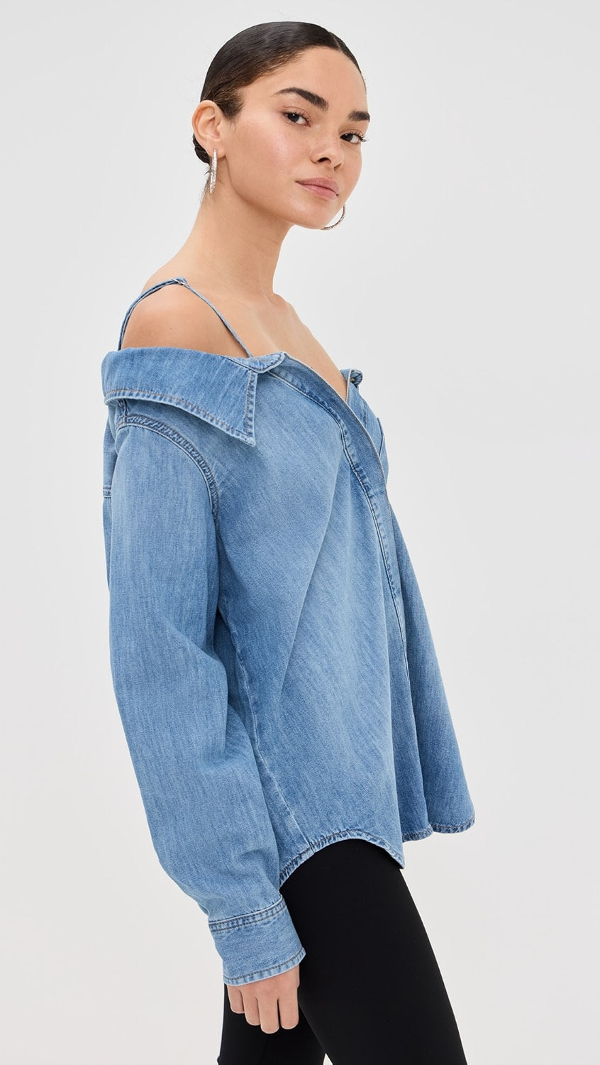 Denim Off Shoulder Shirt