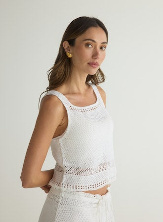 Sleeveless Button Back Crochet Top