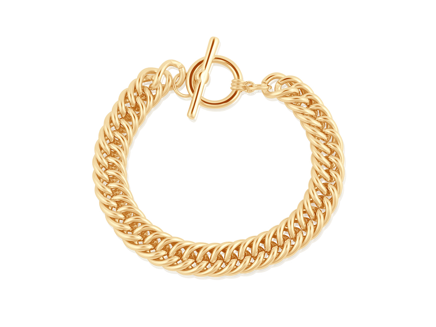 Gold Molly Curb Chain Statement T-bar Bracelet