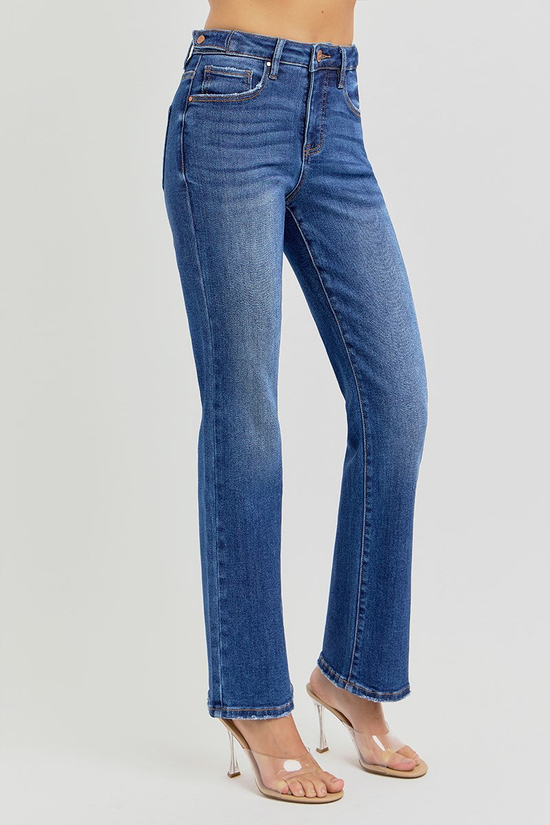 High-Rise Ankle Straight-Adjustable Waist Band Jeans