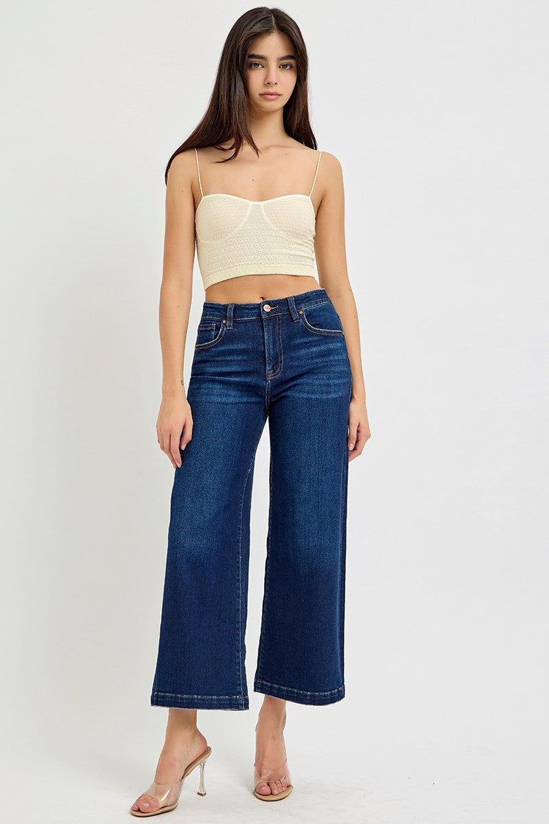 High Rise Crop Wide Leg Jeans